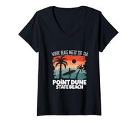 Femme La Paix au Bord de la mer - Point Dume State Beach T-Shirt avec Col en V