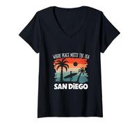 Femme La Paix au Bord de la mer - San Diego T-Shirt avec Col en V