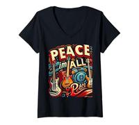 Femme La paix en toute harmonie L'humanité inspire l'amour et la paix mondiale T-Shirt avec Col en V