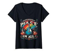 Femme La paix pour tous, une paix unie qui inspire l'harmonie amoureuse dans le monde T-Shirt avec Col en V
