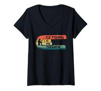 Femme La pêche sur Glace est ma thérapie Pêcheur sur Glace Pêcheur sur Glace T-Shirt avec Col en V