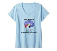 Femme La pensée est Mon Mode de Fonctionnement du Cerveau Humain T-Shirt avec Col en V