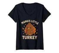 Femme La Petite Dinde de Maman drôle de Thanksgiving T-Shirt avec Col en V