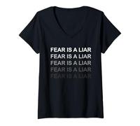 Femme La Peur est Un menteur Fear is a Liar T-Shirt avec Col en V