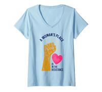 Femme La place d'une femme est dans la résistance et l'égalité féminisme T-Shirt avec Col en V