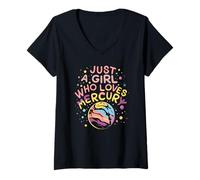 Femme La planète Mercure est Juste Une Fille Qui Aime Mercure T-Shirt avec Col en V