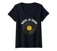 Femme La Platine Vinyle est Un Son LP analogique Final T-Shirt avec Col en V