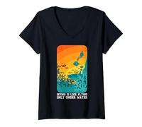 Femme La plongée est comme voler uniquement sous l'eau Reef Sharks Ocean Exp T-Shirt avec Col en V