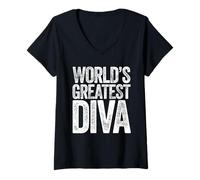 Femme La Plus Grande Diva du Monde T-Shirt avec Col en V