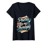 Femme La poésie est ma thérapie T-Shirt avec Col en V