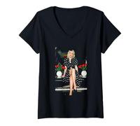 Femme La Pop Star Cyndi Lauper en Grande-Bretagne, I Drove All Night » T-Shirt avec Col en V