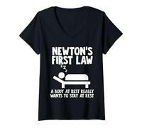Femme La première loi de Newton A Body At Rest Tends To Stay At Rest T-Shirt avec Col en V