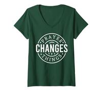Femme la prière Change Les Choses Dieu chrétien Hommes Femmes chrétiens T-Shirt avec Col en V