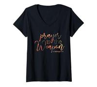 Femme La prière est l'arme 2 Corinthiens 10 4 T-Shirt avec Col en V