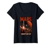 Femme La Prochaine frontière de l'espace Saut de Mars Humanity T-Shirt avec Col en V