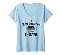 Femme La Procrastination Est Ma Thérapie Procrastinateur Humour T-Shirt avec Col en V