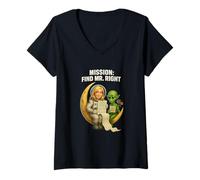 Femme La quête de l'astronaute Blonde pour l'homme Parfait - Plaidoyer d'extraterrestre T-Shirt avec Col en V