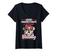 Femme La race de chien Bulldog anglais ne sous-estime jamais une femme avec un T-Shirt avec Col en V