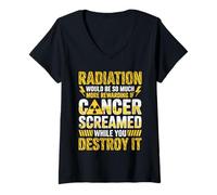 Femme La radiothérapie Cancer Warrior détruit Le Cancer T-Shirt avec Col en V