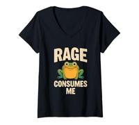 Femme La Rage me Consume, drôle de Grenouille T-Shirt avec Col en V