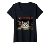 Femme La Rage me Consume en regardant Le mème de Chat T-Shirt avec Col en V
