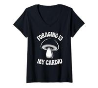 Femme La Recherche de Champignons mycologue est Mon Cardio Forager T-Shirt avec Col en V