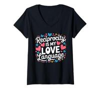 Femme La réciprocité est Mon langage d'amour, Une Relation Minimaliste T-Shirt avec Col en V