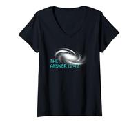 Femme La réponse est 42 Universe Galaxy Solar System Science T-Shirt avec Col en V