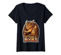 Femme La réserve littéraire du Dragon T-Shirt avec Col en V
