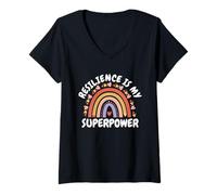 Femme La résilience est Mon Super Pouvoir paraprofessionnel T-Shirt avec Col en V