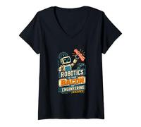 Femme La robotique est Le Bacon de l'ingénierie Programmeur d'IA drôle T-Shirt avec Col en V