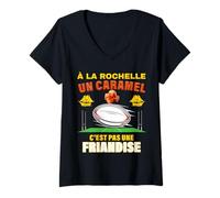 Femme La Rochelle Caramel Rugby Humour Local Homme Femme Enfant T-Shirt avec Col en V