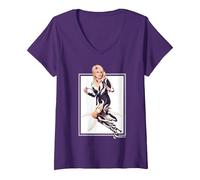 Femme La Rockstar emblématique de Dolly Parton T-Shirt avec Col en V, Violet, S