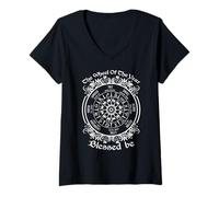 Femme La Roue de l'année, bénie Soit la Wicca Occulte païenne T-Shirt avec Col en V