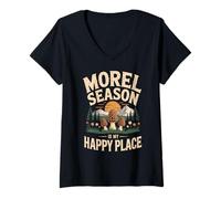 Femme La Saison des Morilles Est Mon Cueilleur De Champignons T-Shirt avec Col en V