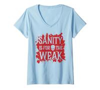 Femme La santé mentale, C'est pour Le Faible Evil Skull Hell Demon Blood Splatter T-Shirt avec Col en V