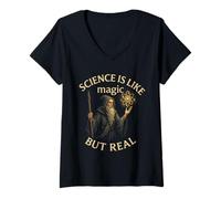Femme La Science, C'est comme de la Magie, mais C'est Vraiment drôle, la Physique et la Chimie T-Shirt avec Col en V