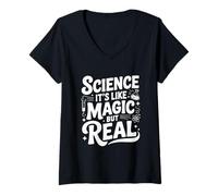Femme La Science, C'est comme de la Magie, mais C'est Vraiment Un Ringard drôle T-Shirt avec Col en V