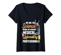 Femme La Science derrière la médecine Drôle de Laboratoire médical travailleur T-Shirt avec Col en V
