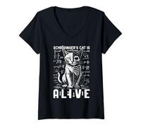 Femme La Science des Chats de Schrödinger est Morte et Vivante T-Shirt avec Col en V