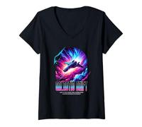Femme La Science-Fiction Galactic Drift Perdue dans la marée Cosmique T-Shirt avec Col en V