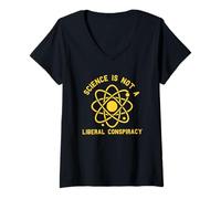 Femme La Science n'est Pas Une Conspiration libérale, Politique, rétro Vintage T-Shirt avec Col en V