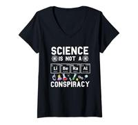 Femme La Science n'est Pas Une Conspiration libérale, Politique, rétro Vintage T-Shirt avec Col en V