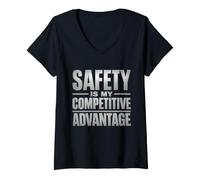 Femme La sécurité est Mon avantage concurrentiel | Cadeau de sécurité au Travail T-Shirt avec Col en V