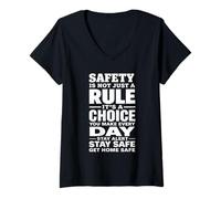 Femme La sécurité n'est Pas Seulement Une règle, C'est Un Choix Que Vous Faites Chaque Jour T-Shirt avec Col en V