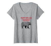 Femme La Semaine de l'ours Gras, Style rétro, pour Les fêtes Fat Bear, Les Fans T-Shirt avec Col en V