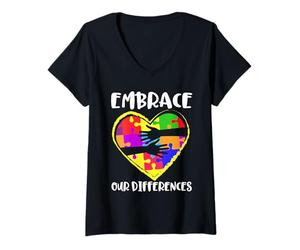 Femme La Semaine de Sensibilisation à l'Autisme accepte nos différences T-Shirt avec Col en V