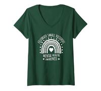 Femme La Sensibilisation à la santé mentale célèbre Les Petites victoires T-Shirt avec Col en V