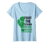 Femme La Sensibilisation à la santé mentale Lutte Contre la stigmatisation T-Shirt avec Col en V