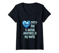 Femme La Sensibilisation à l'Autisme Fait Partie de Mon Quotidien T-Shirt avec Col en V